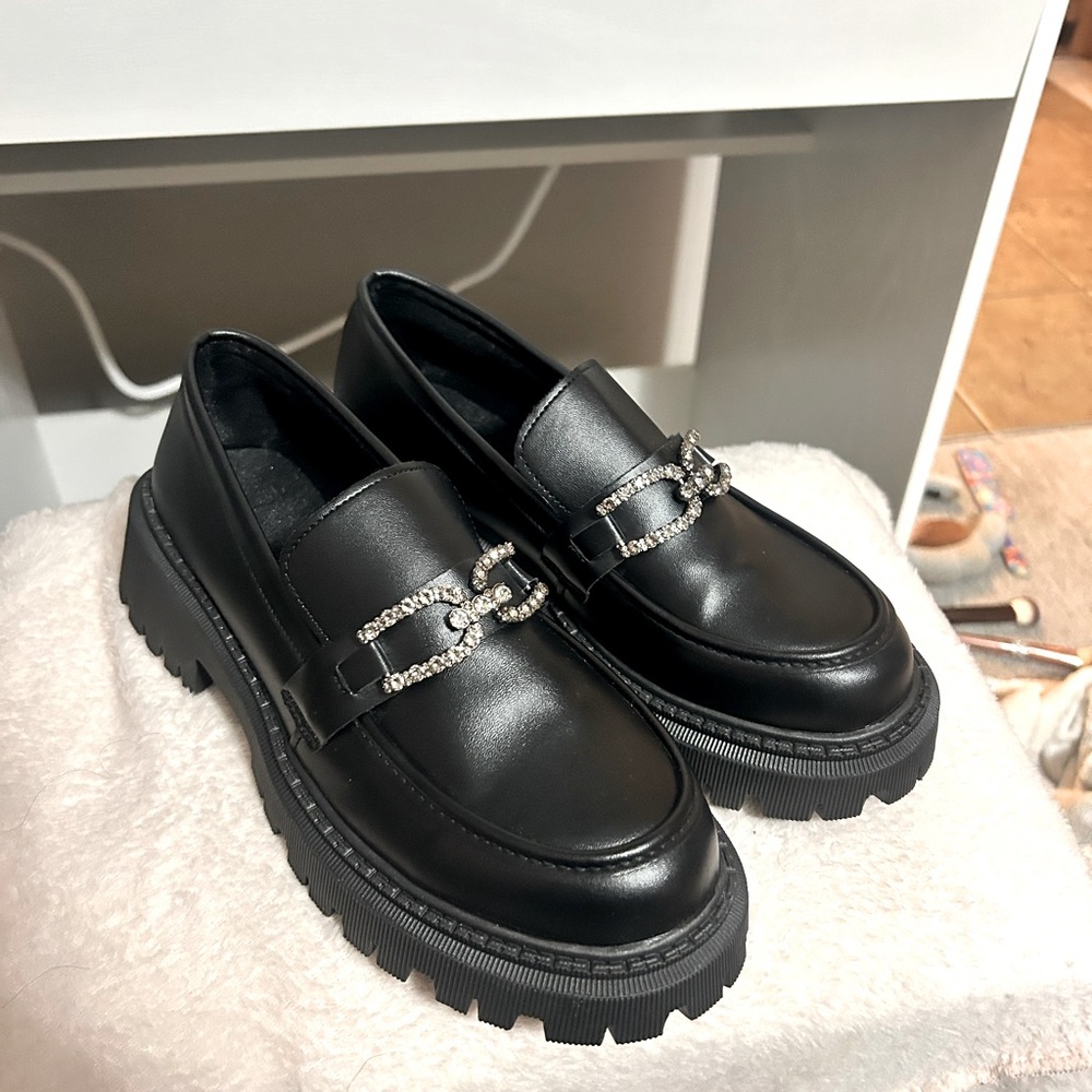 black loafers